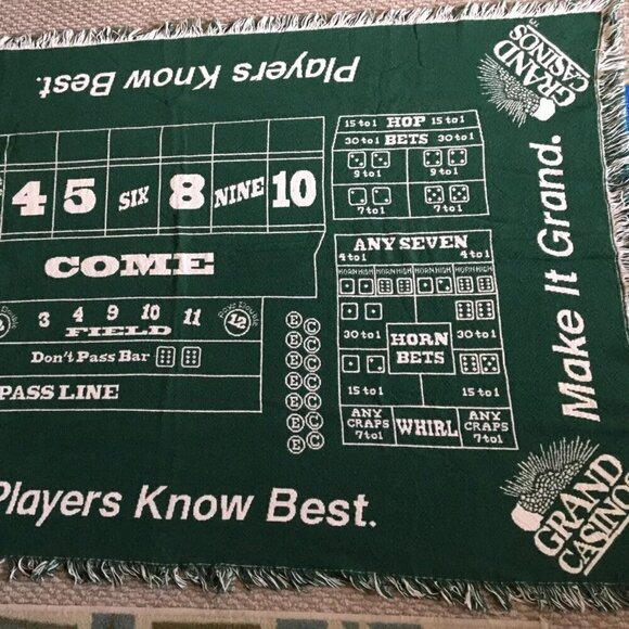 Vintage Grand Casino Craps Table Woven Blanket Throw 67" x 47" - Picture 3 of 3